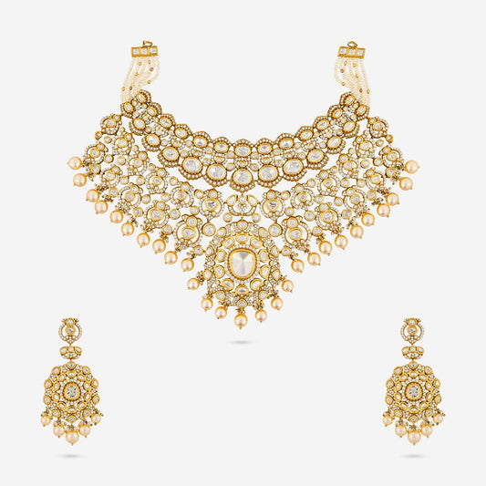 Kundan Polki Necklace Color White Polish Victorian