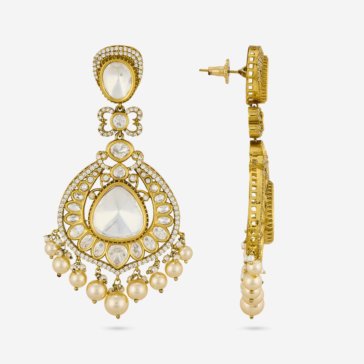 Kundan Polki Necklace Color White Polish Victorian