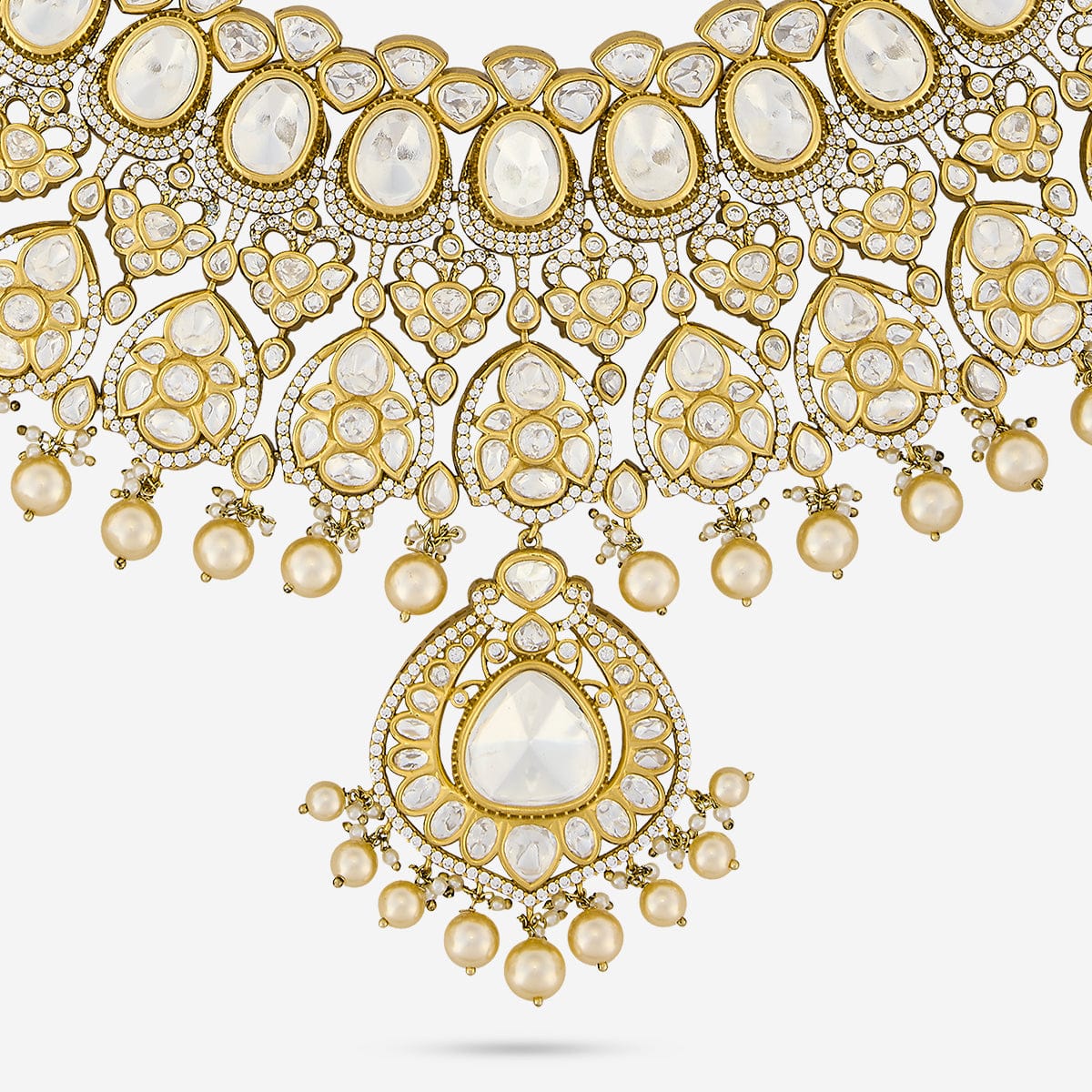 Kundan Polki Necklace Color White Polish Victorian