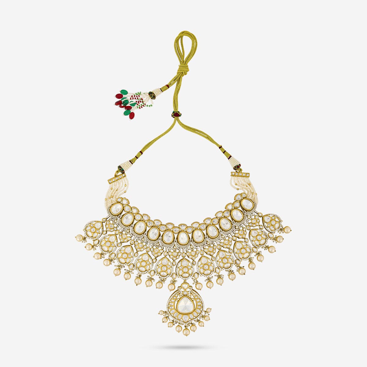 Kundan Polki Necklace Color White Polish Victorian