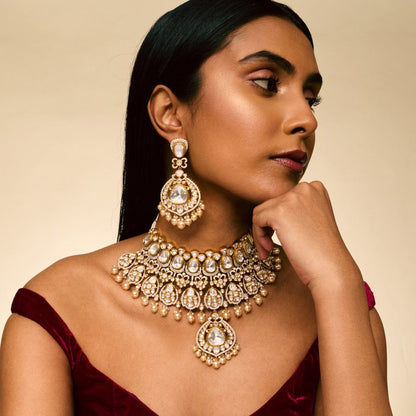 Kundan Polki Necklace Color White Polish Victorian