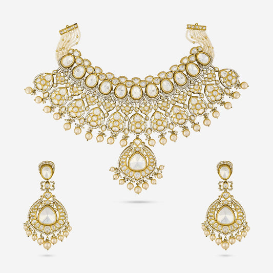 Kundan Polki Necklace Color White Polish Victorian