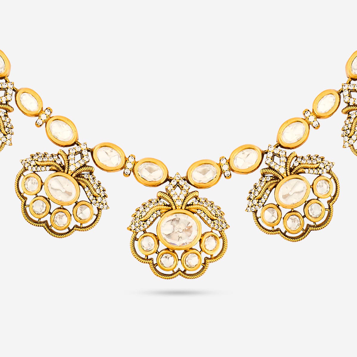 Kundan Polki Necklace Color White Polish Victorian