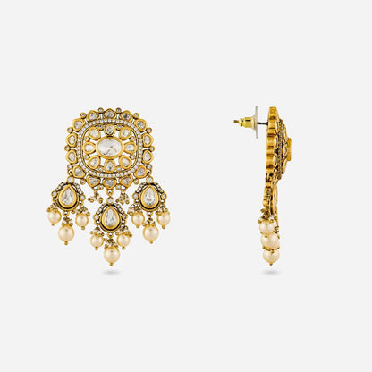 Kundan Polki Necklace Color White Polish Victorian