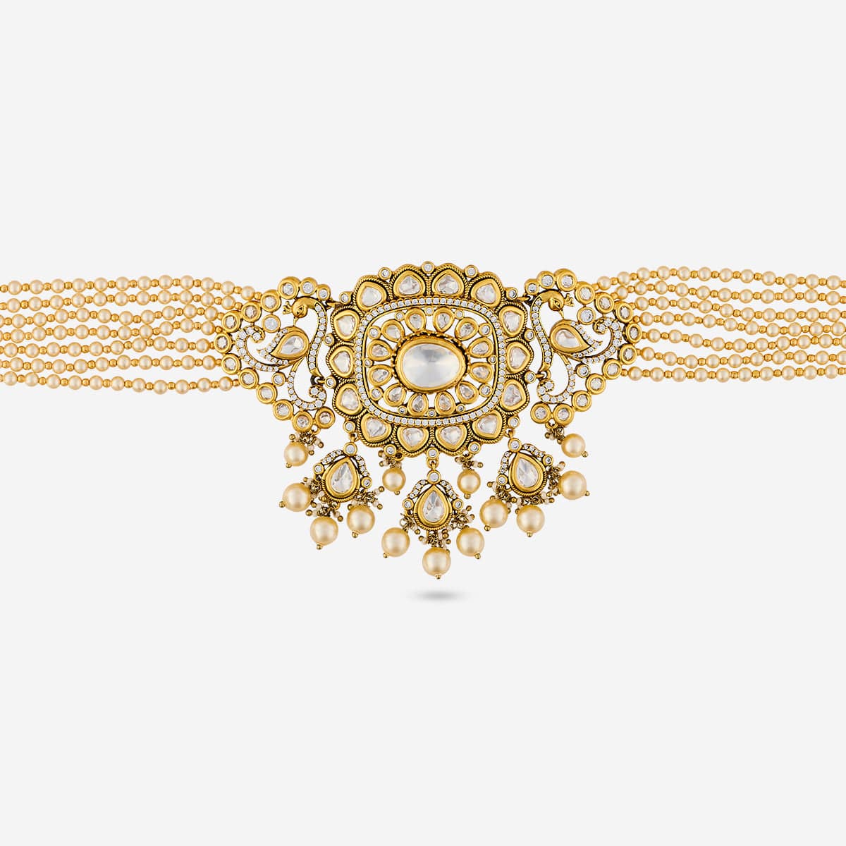 Kundan Polki Necklace Color White Polish Victorian