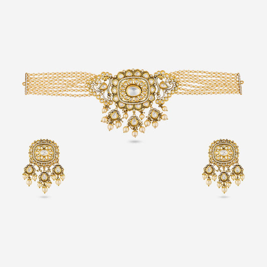 Kundan Polki Necklace Color White Polish Victorian