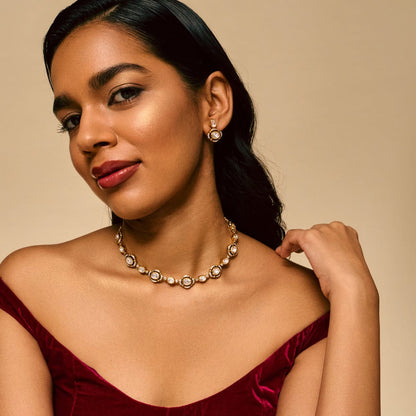 Kundan Polki Necklace Color White Polish Victorian