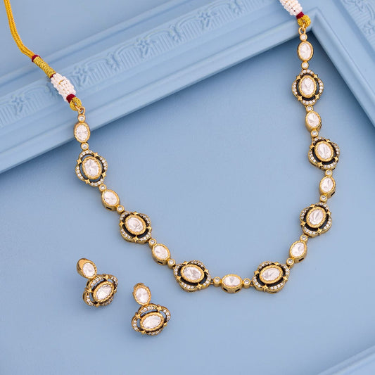 Kundan Polki Necklace Color White Polish Victorian