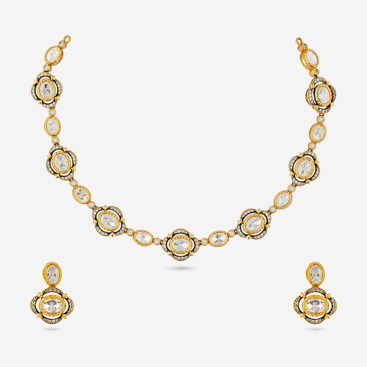 Kundan Polki Necklace Color White Polish Victorian