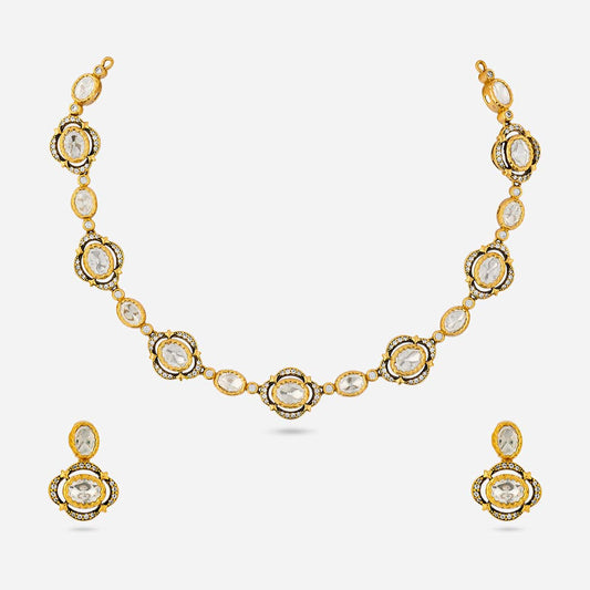 Kundan Polki Necklace Color White Polish Victorian