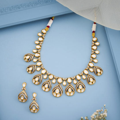 Kundan Polki Necklace Color White Polish Victorian
