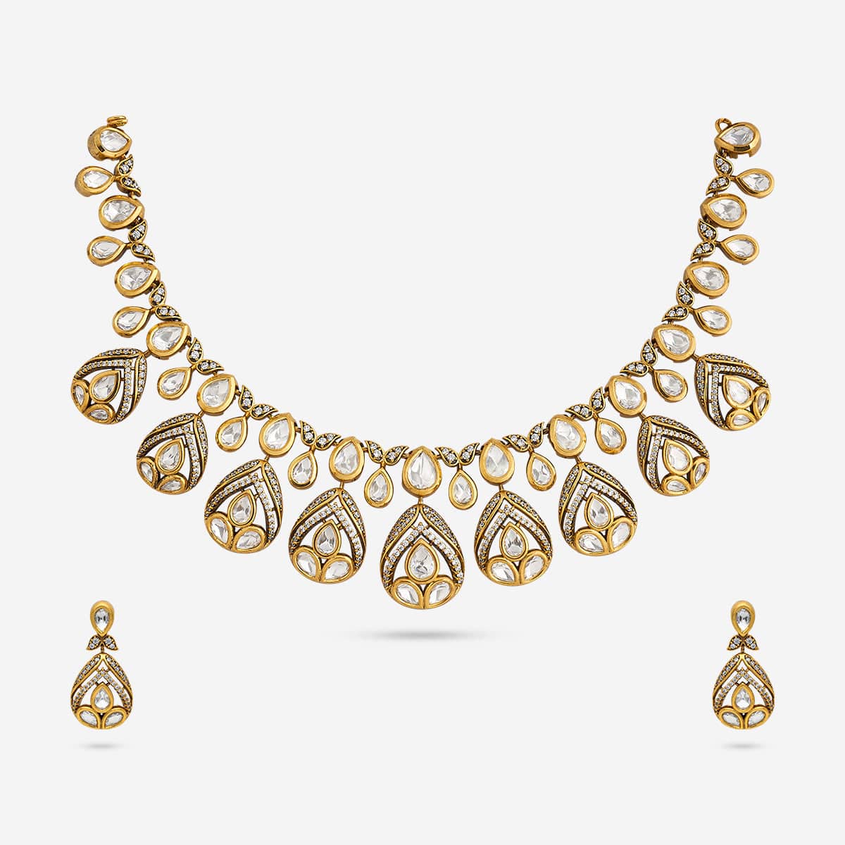 Kundan Polki Necklace Color White Polish Victorian