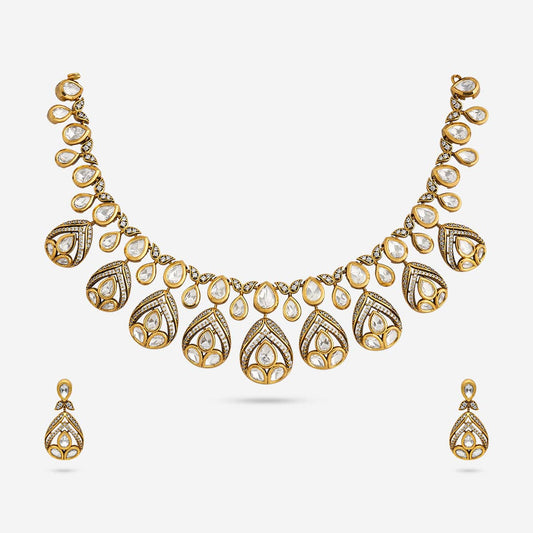 Kundan Polki Necklace Color White Polish Victorian